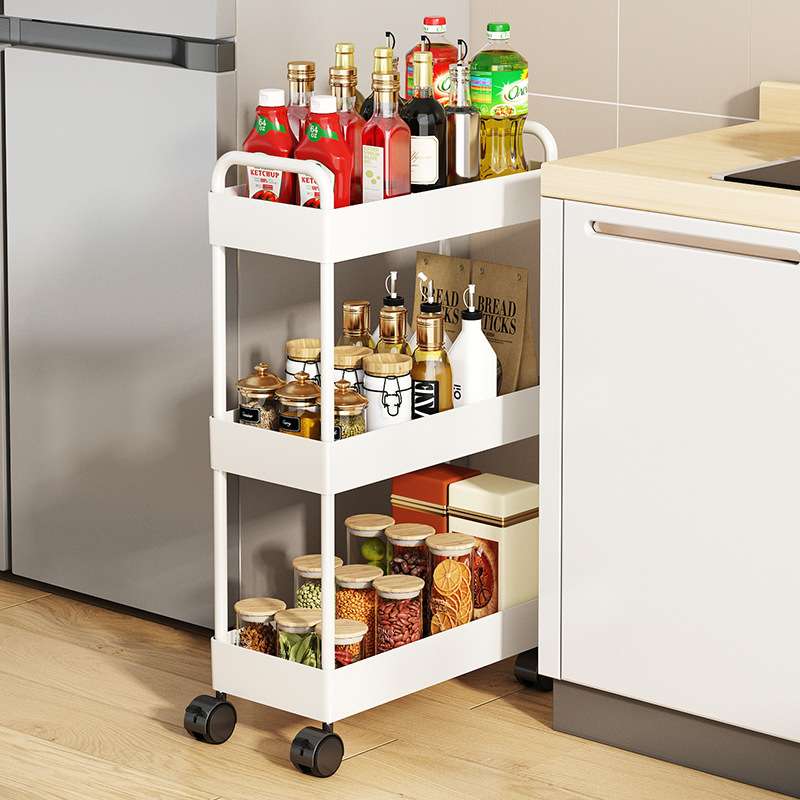 夹缝置物架厨房调味料冰箱缝隙收纳柜碳钢推车可移动卫生间储物柜