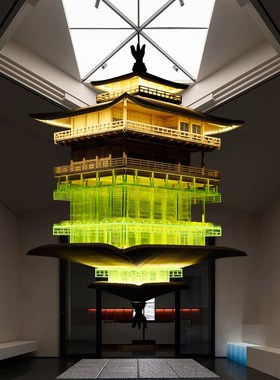 透明亚克力房子模型古建筑雕塑高级仿真阁楼凉亭艺术软装大型摆件