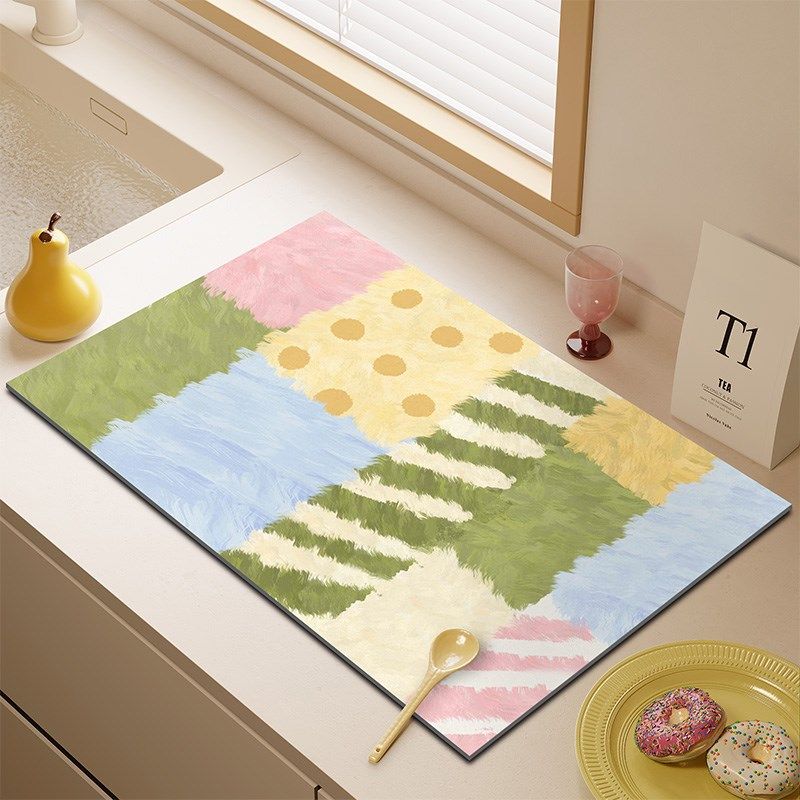 清新美式沥水垫咖啡机垫餐垫厨房台面吸水垫多巴胺隔热垫吧台桌垫,居家布艺,餐垫,淘宝优惠券,粉丝福利购,淘宝优惠卷