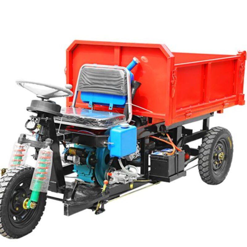 建筑工地柴油三轮车电动工程自卸载重王农用养殖小型混凝土翻斗车