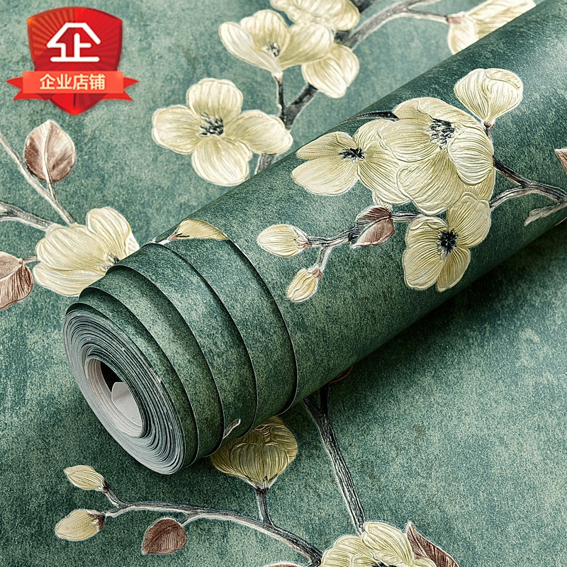 家装墙纸非自粘无胶刷胶家用餐y厅装修无纺布客厅卧室美式田园壁