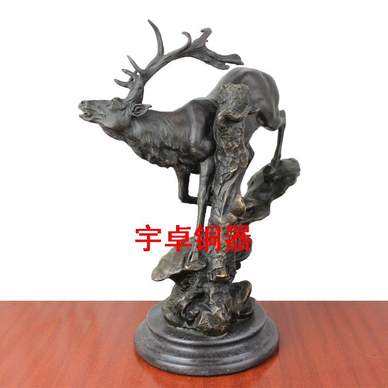 宇卓铜器 铜鹿 家居摆件 欧式工艺品 别墅样板房饰品  站鹿 卧鹿