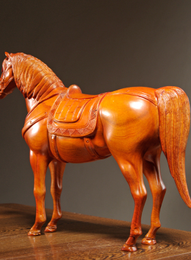 花梨木雕马到成功摆件实木盛世唐马家居客厅办公装饰红木工艺礼品