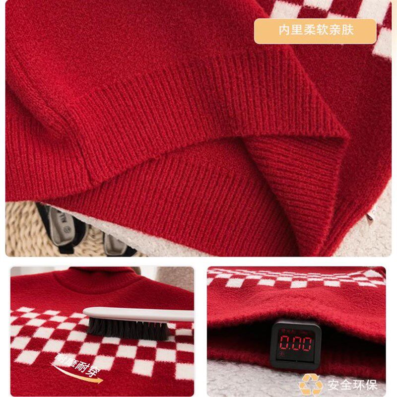 儿童高领毛衣加厚男童冬季内搭宝宝红色打底衫高级感超好看2024新