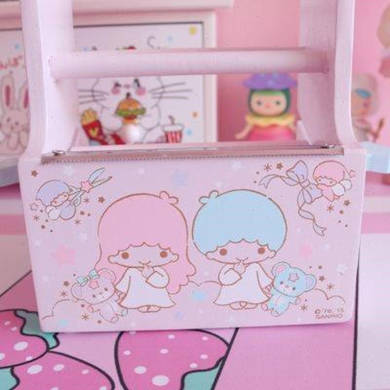 可爱卡通双子星木质胶带底座封箱切割器文具小号胶带架桌面展示架