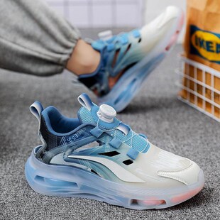 旋转纽扣凉鞋男隐形内增高6cm厚底洞洞休闲鞋小个子百搭透气男鞋