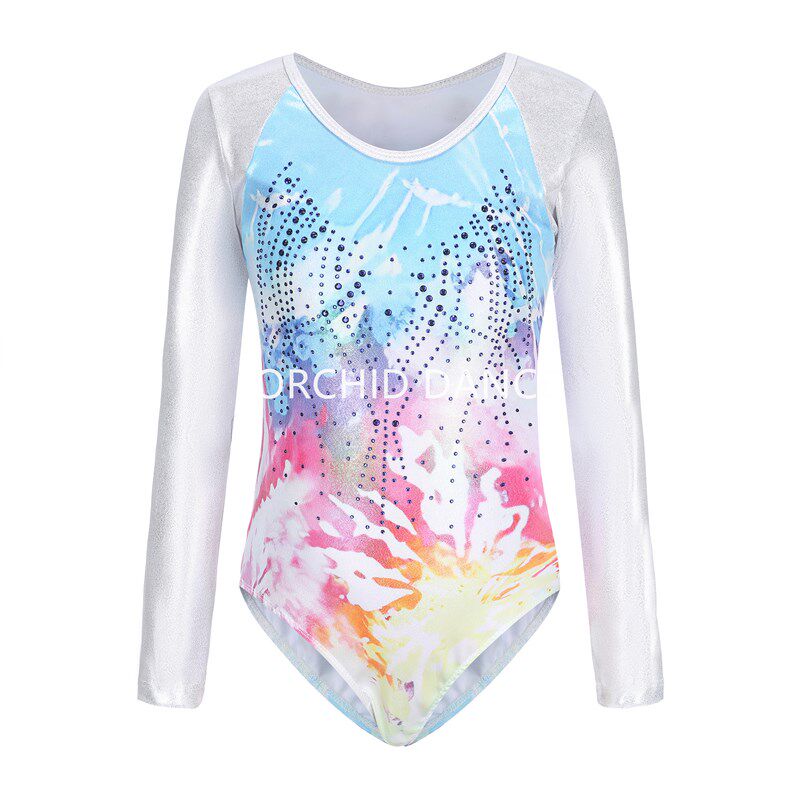 儿童艺术体操训练服长袖女子竞技健美操团体比赛服舞蹈连体服