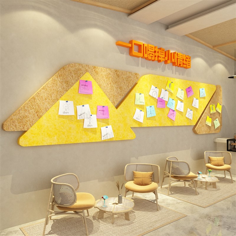 网红墙面拍照区打卡互动咖啡店装饰摆件馆角厅毛毡留言布置贴纸画