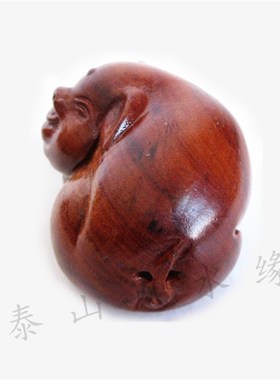 桃木雕刻生肖猪摆件手把件饰品属猪吉祥工艺礼品客厅装饰