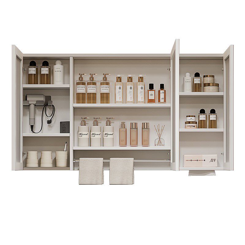 智能浴室镜柜挂墙式单独卫生间沥水架镜子带插座毛巾杆收纳一体柜