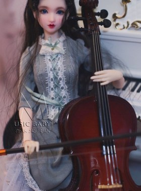 手工制作迷你大提琴模型25cm带支架礼盒娃娃乐器礼品送情侣老师