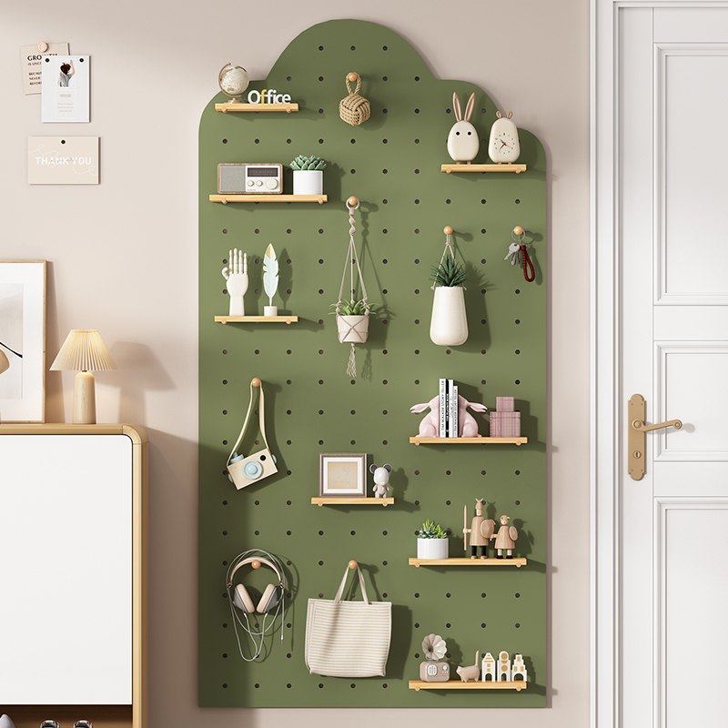 洞洞板实木定制挂墙书架收纳装饰墙壁隔板木质装饰展示墙上置物架