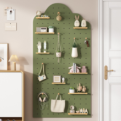 洞洞板实木定制挂墙书架收纳装饰墙壁隔板木质装饰展示墙上置物架