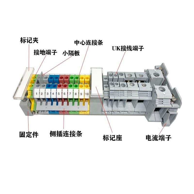 导轨式UK-2.5B接线端子排uk3/5/6/10n双层电压电流保险接地端子排