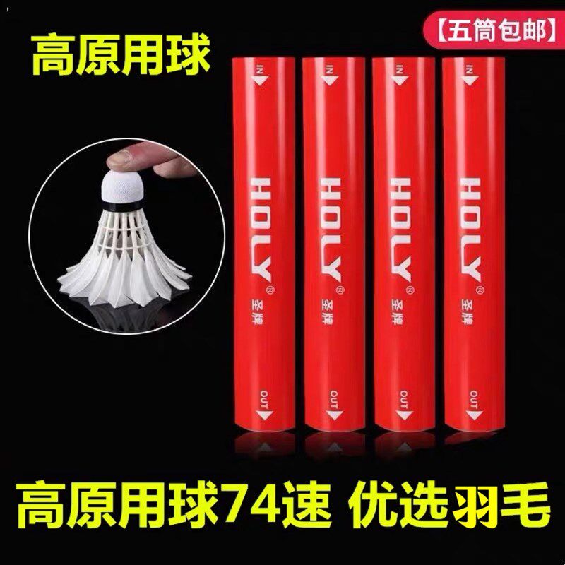 包邮圣牌HOLYi33羽毛球74速高原低速慢速鸭鹅毛训练习用球12只装