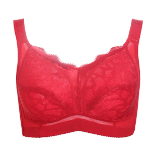 红色内衣裤套装女士本命年文胸无钢圈聚拢薄款大胸显小收副乳胸罩