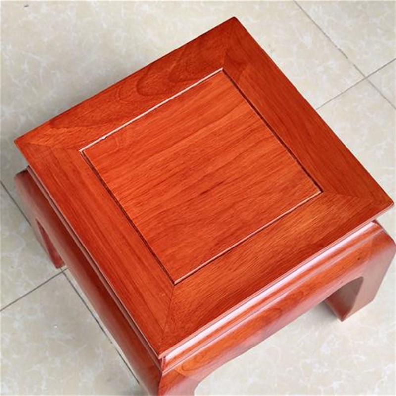 中式实木虎脚凳家用茶几原木小方凳红木加粗矮凳防滑凳子高35公分