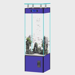 生态鱼缸免换水 金晶超白玻璃长方形落地水族箱客厅中小型家用立式