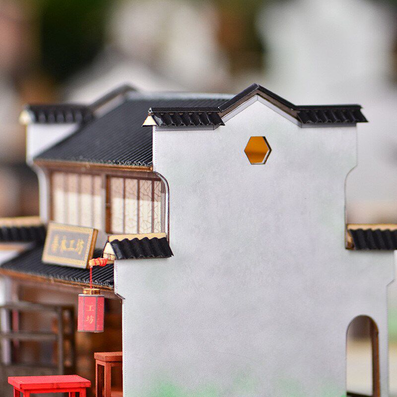 欢乐文创diy中国风小屋江南小镇场景手工制作模型善木工坊