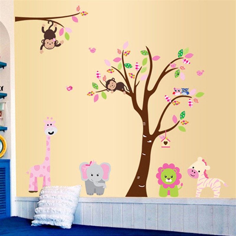 墙贴纸卧室儿g童房间装饰品幼儿园墙面背景墙壁画卡通贴画大树动