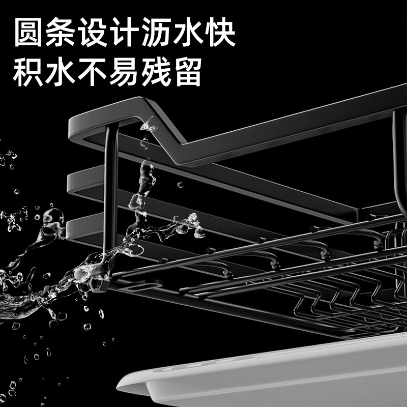 拉篮厨房橱柜碗篮304不锈钢双层抽屉式收纳碗碟架柜厨柜拉蓝