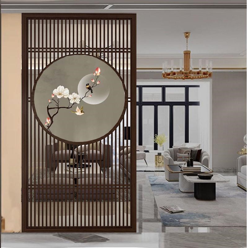 新中式实木花格进门玄关隔断墙装饰日式木质格栅现代镂空客厅屏风
