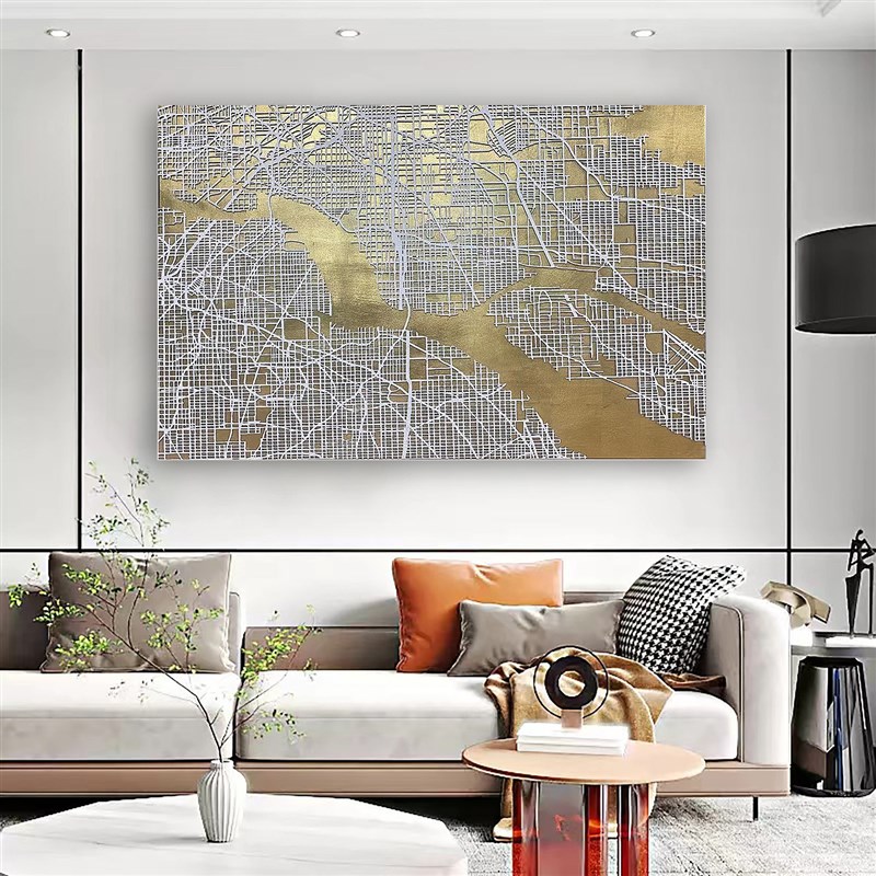 现代立体浮雕城市地图装饰画玄关客厅样板房酒店大堂展厅抽象挂画