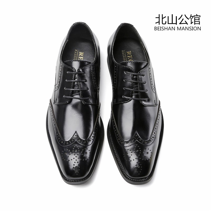 秋季韩版男士尖头皮鞋男正装商务英伦潮流百搭系带休闲男鞋潮