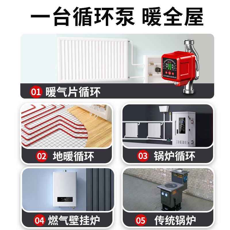 永磁变频暖气循环泵家用静音全自动地暖锅炉热水回水屏蔽泵管道泵