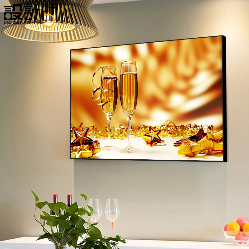餐厅装饰画现代简约餐桌墙上挂画水果酒杯单幅饭店厨房背景墙壁画