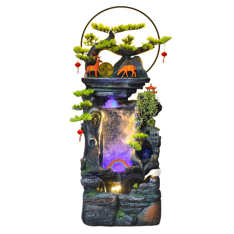 客厅玄关假山流水落地摆件循环水幕墙鱼缸办公室造景喷泉开业装饰