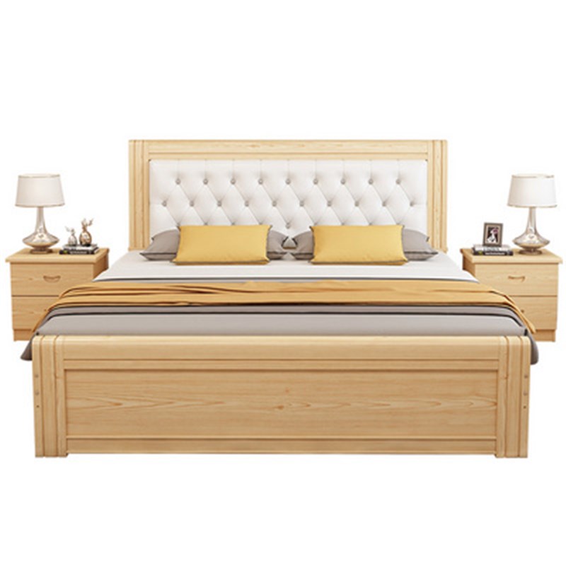 实木床双人床现代简约1.8米经济型1.2松木软包床1.5米主卧单人床