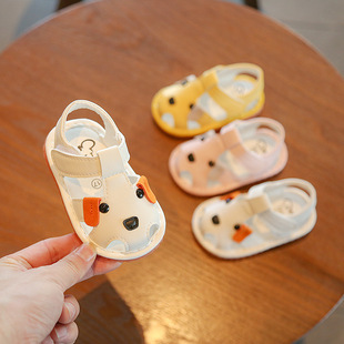 婴儿软底学步鞋带哨子会s响唧唧叫鞋轻便男女宝学走路鞋子叫叫凉