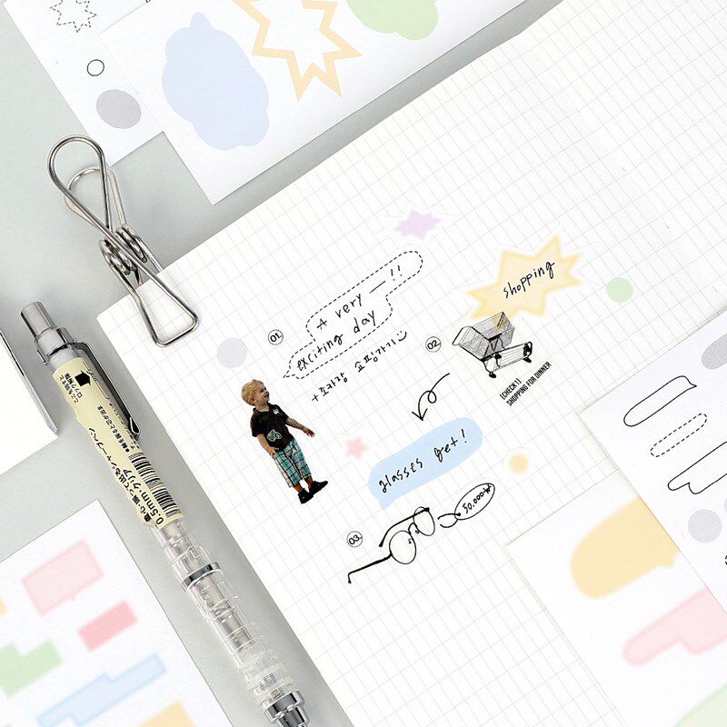 韩国wannathis彩色朦胧气泡留言框纸质贴纸DIY手帐日记本装饰贴画