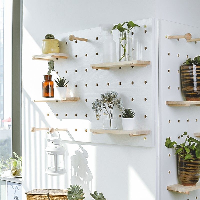 速发木质洞洞板免打孔家用墙壁宿舍卧室墙上置P物架搁板壁挂收纳,收纳整理,收纳洞洞板,淘宝优惠券,粉丝福利购,淘宝优惠卷