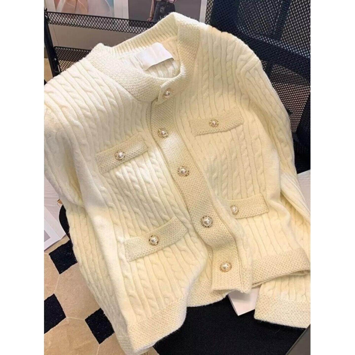 100%纯山羊绒针织开衫女2025秋冬新款加厚小香风短款圆领毛衣外套,女装/女士精品,羊绒衫,淘宝优惠券,粉丝福利购,淘宝优惠卷