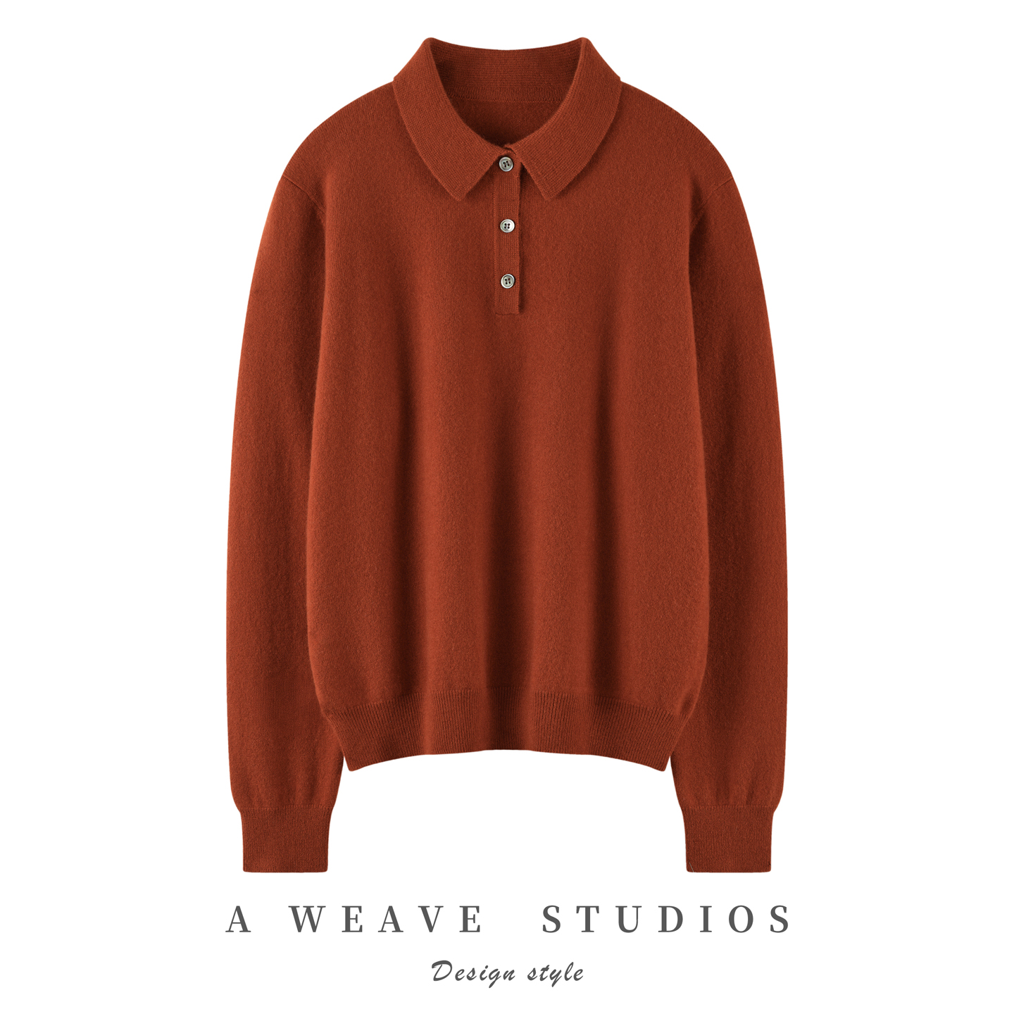 单股加密小翻领100%纯山羊绒毛衣