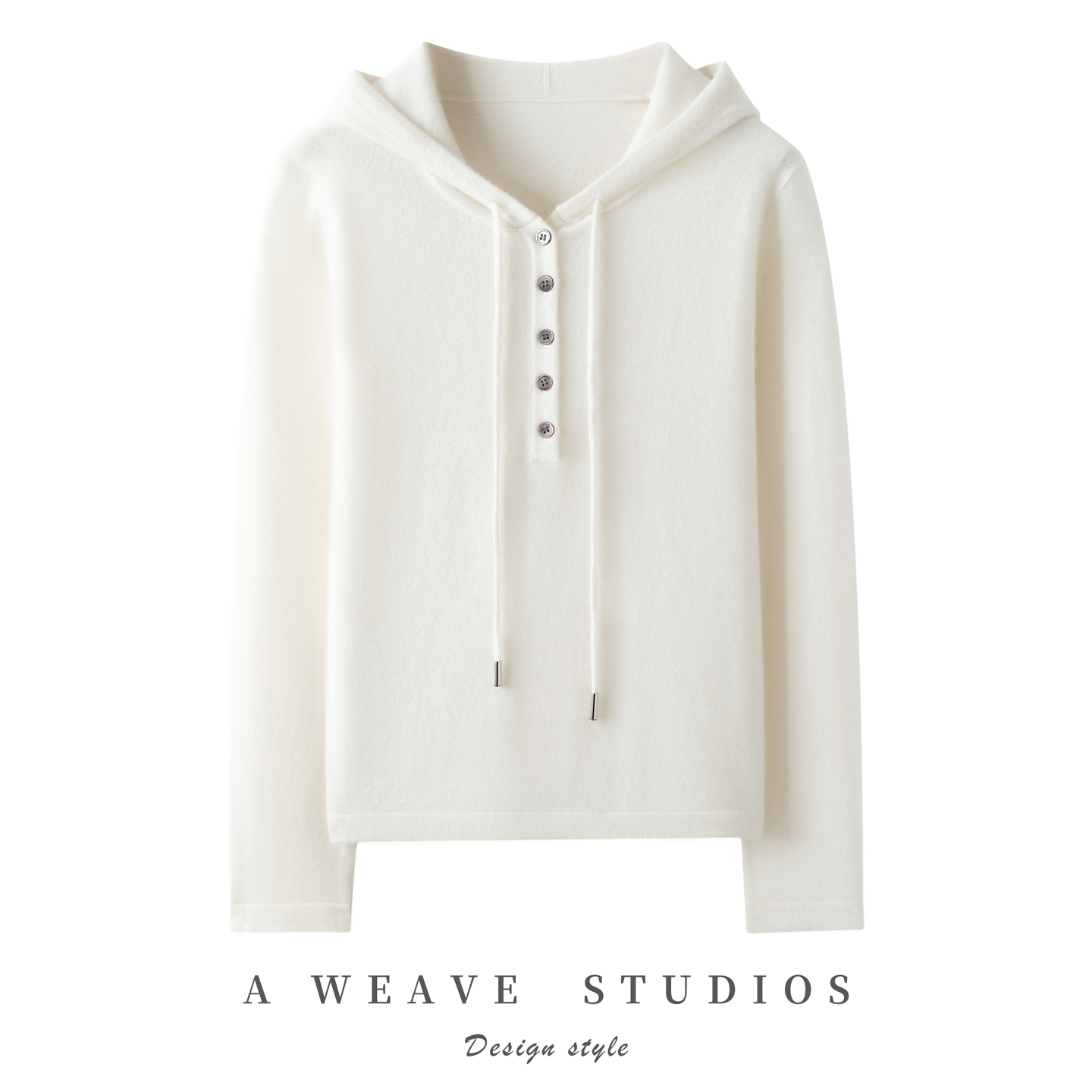 连帽设计感针织毛衣100%山羊绒衫