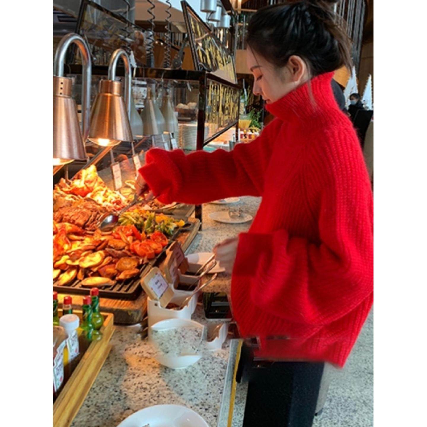 100%纯山羊绒毛衣女高领2025新款加厚宽松大码套头慵懒针织打底衫,女装/女士精品,羊绒衫,淘宝优惠券,粉丝福利购,淘宝优惠卷