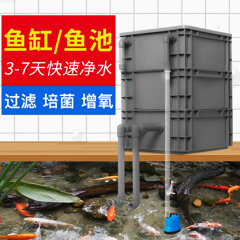 鱼缸过滤水循环系统周转箱滴流盒鱼池龟缸上置净水培菌沼泽过滤箱
