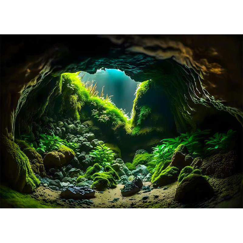 水族箱鱼缸背景纸画高清图流水生财静电贴渐变色5d立体壁纸风景字