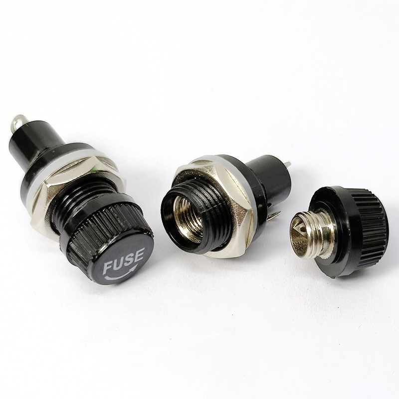 FUSE优质5x20保险管座耐高温电胶木大电流20A保险丝座 上螺纹12mm
