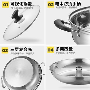 剁椒鱼头专用蒸锅加厚不锈钢火锅家用海鲜蒸汽锅蒸鱼头锅桑拿汤锅