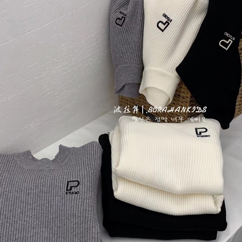 童装女童加厚毛衣2024冬装儿童半高领打底衫中大童羊毛衫男童针织