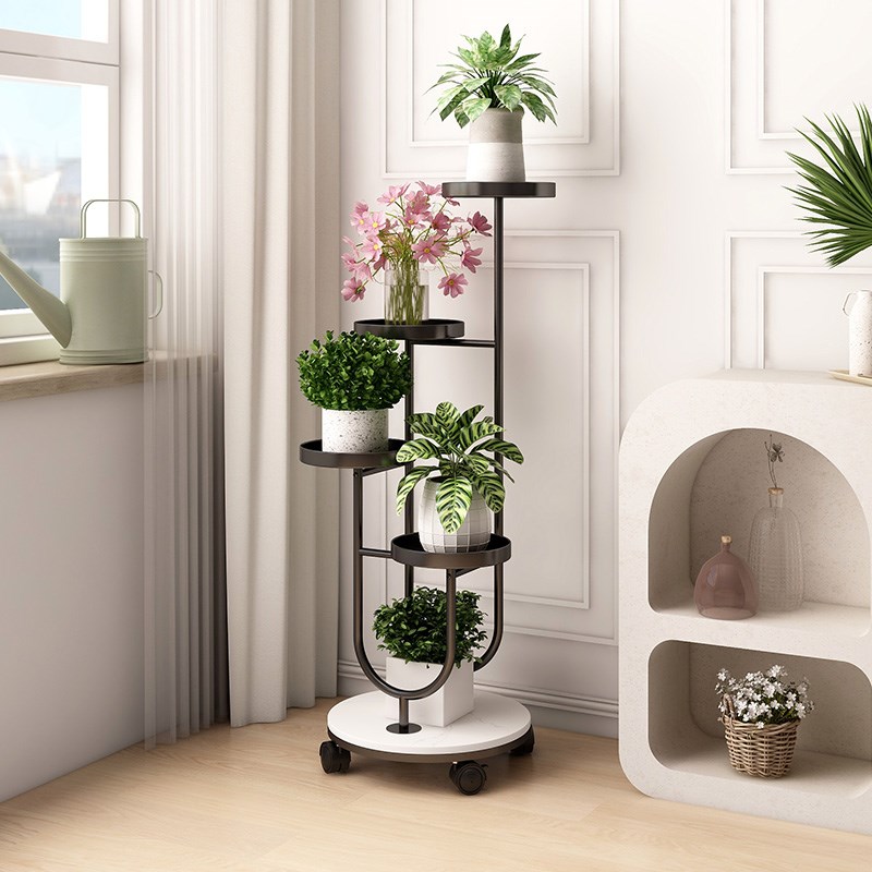 客厅奶油风花架铁艺多层绿植花盆托架阳台窗台可移动置物架花架子