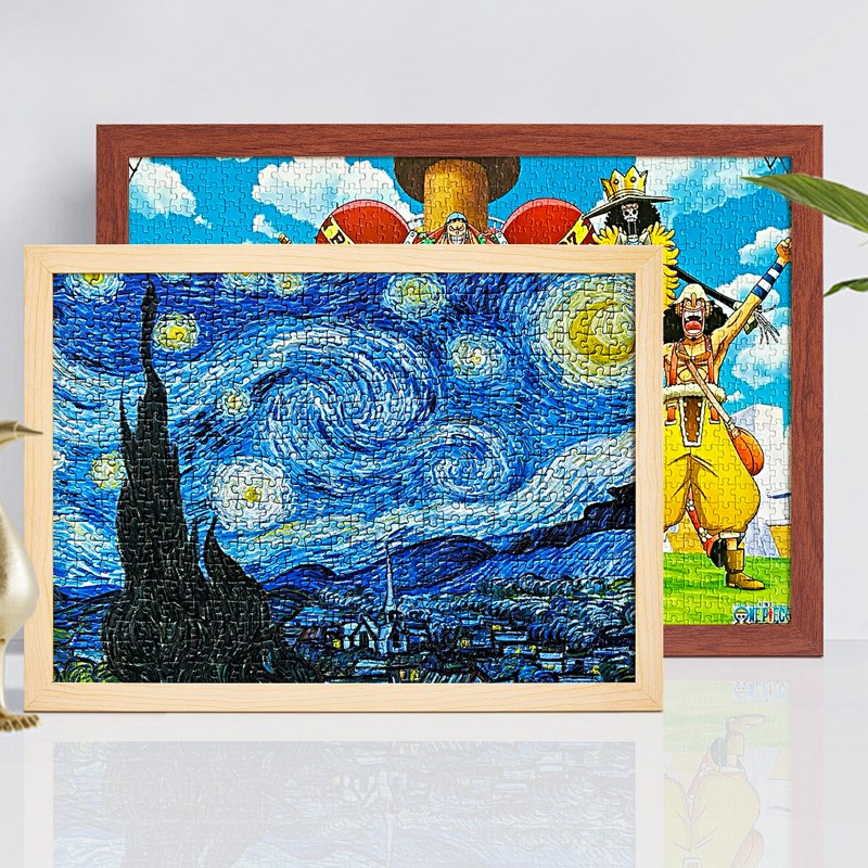 实木质拼图框1000片70x50x75平图相框300块500片2000片画框架定制