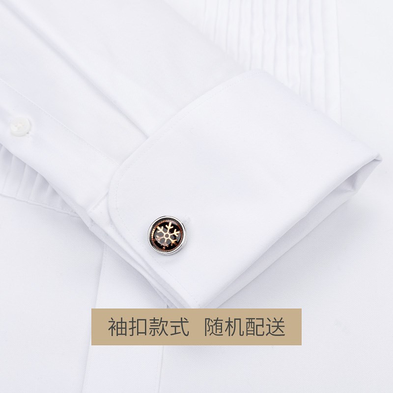 男装法式礼服衬衫男长袖纯棉白燕子翼领宴会结婚领结新郎正装衬衣