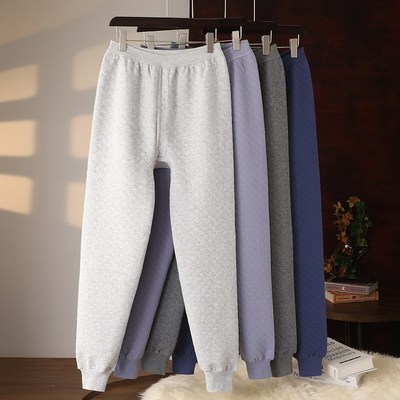 冬季中老年人纯棉保暖裤男款老人宽松棉裤爸爸夹棉秋裤加厚棉毛裤