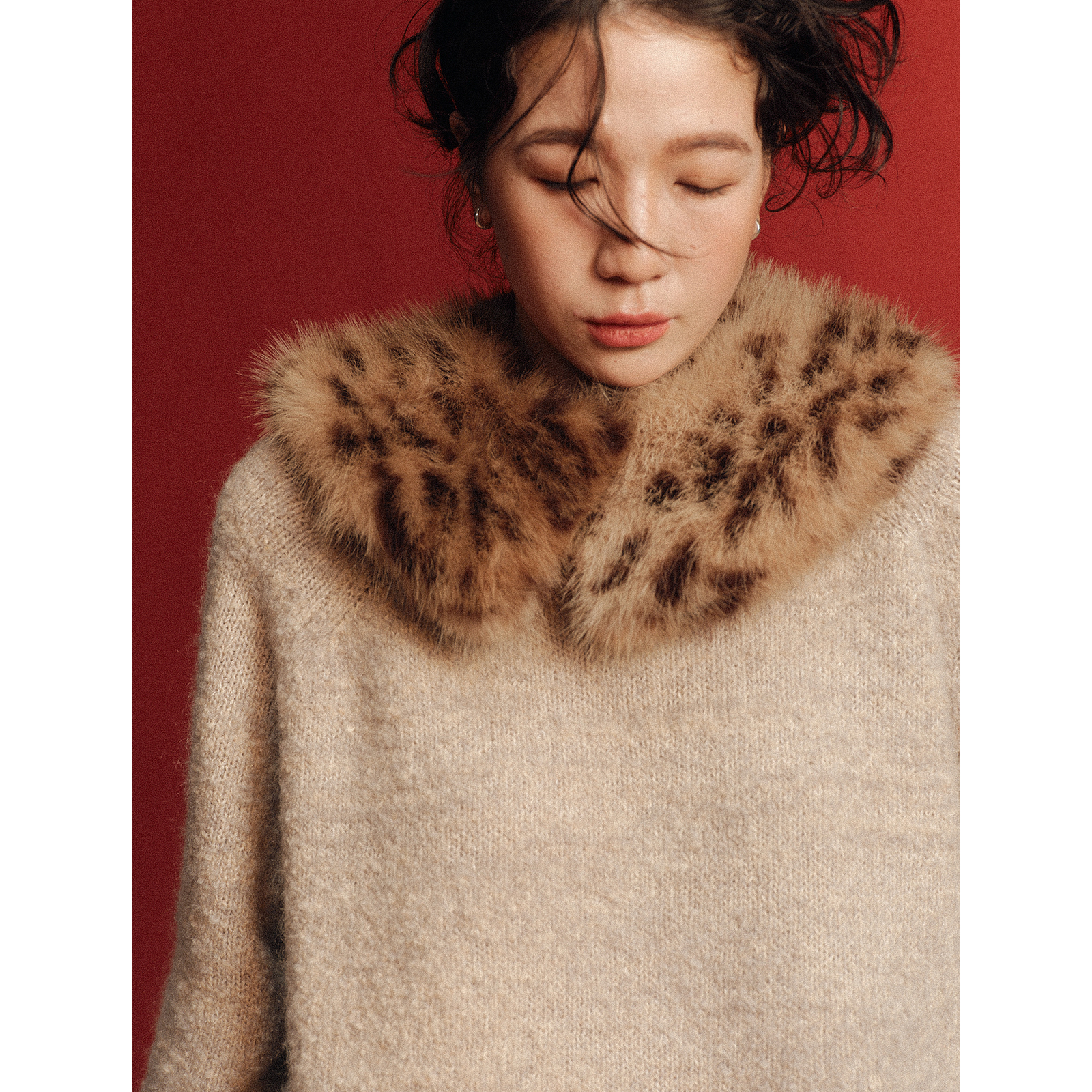 暖配件10InHug/豹纹毛领