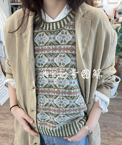 [英文]Moss Heather Vest图解 女士提花背心毛衣编织图解教程